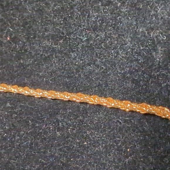 Vintage Gold Tone Necklace with Peach & Pink Stone Chips and Green Rhinestones - Picture 6 of 8